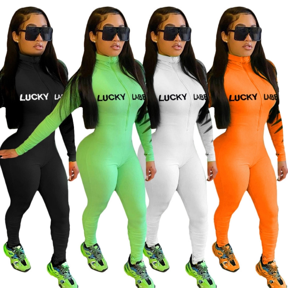 LUCKY LABEL 1 PIECE JUMPSUIT COLOR ORANGE SIZE L